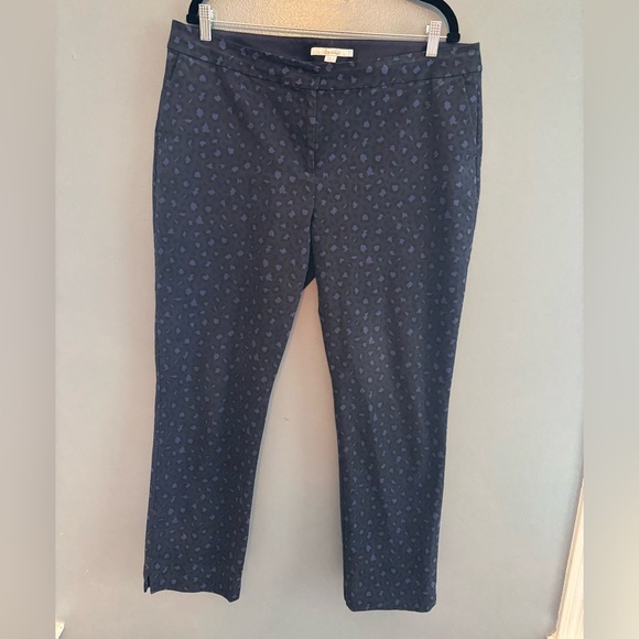 Boden Black & Blue Leopard Classic High Rise Trouser Pants - Picture 1 of 8